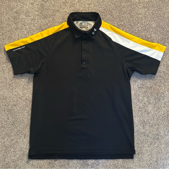 Under Armour Men's Short Sleeves Polo Shirt Size XL CoolBlack Black Yellow White - Picture 2 of 12